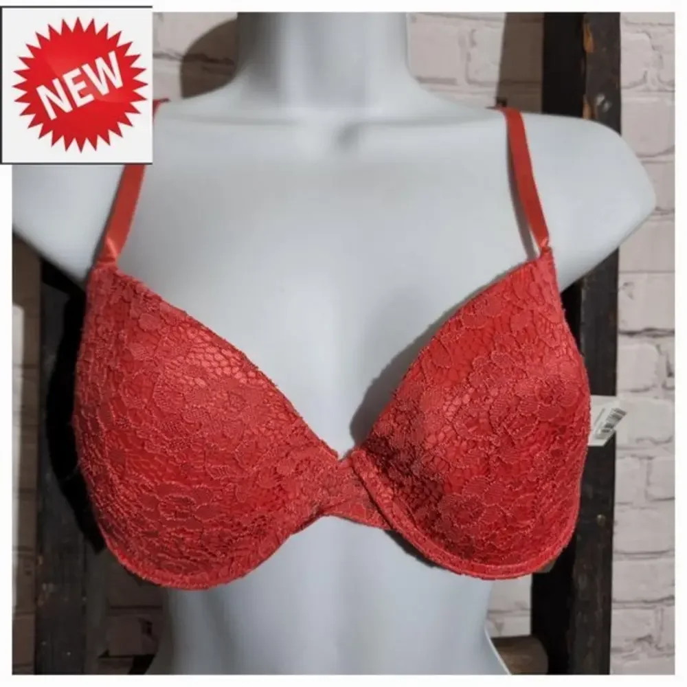 NWT Rene Rofe‎ Cato 38B Bra Padded Pure Beauty Red Underwire